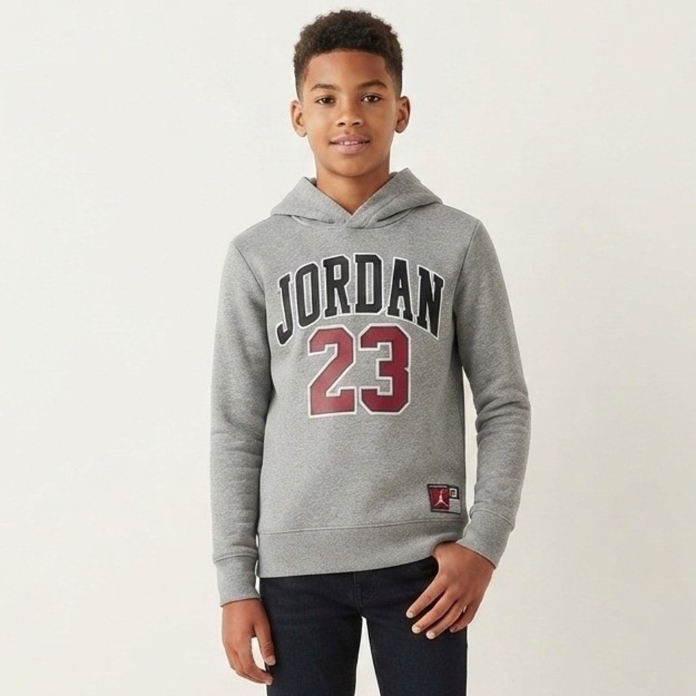 Jordan Boys Gray 23 Graphic Pullover Hoodie Sweatshirt Size M 10-12 C479-GEH